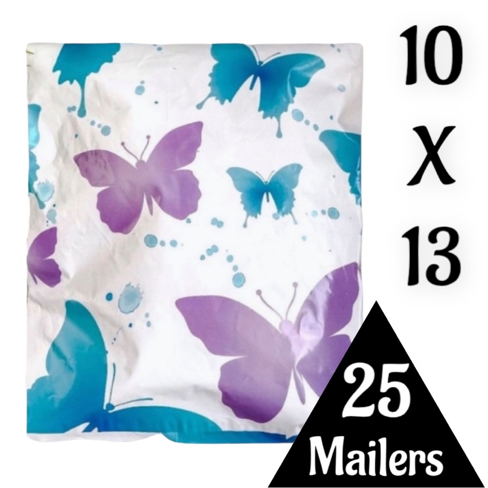 25 10X13 Poly Mailers Butterfly Flat Shipping Envelopes PRICE FIRM - Picture 7 of 10